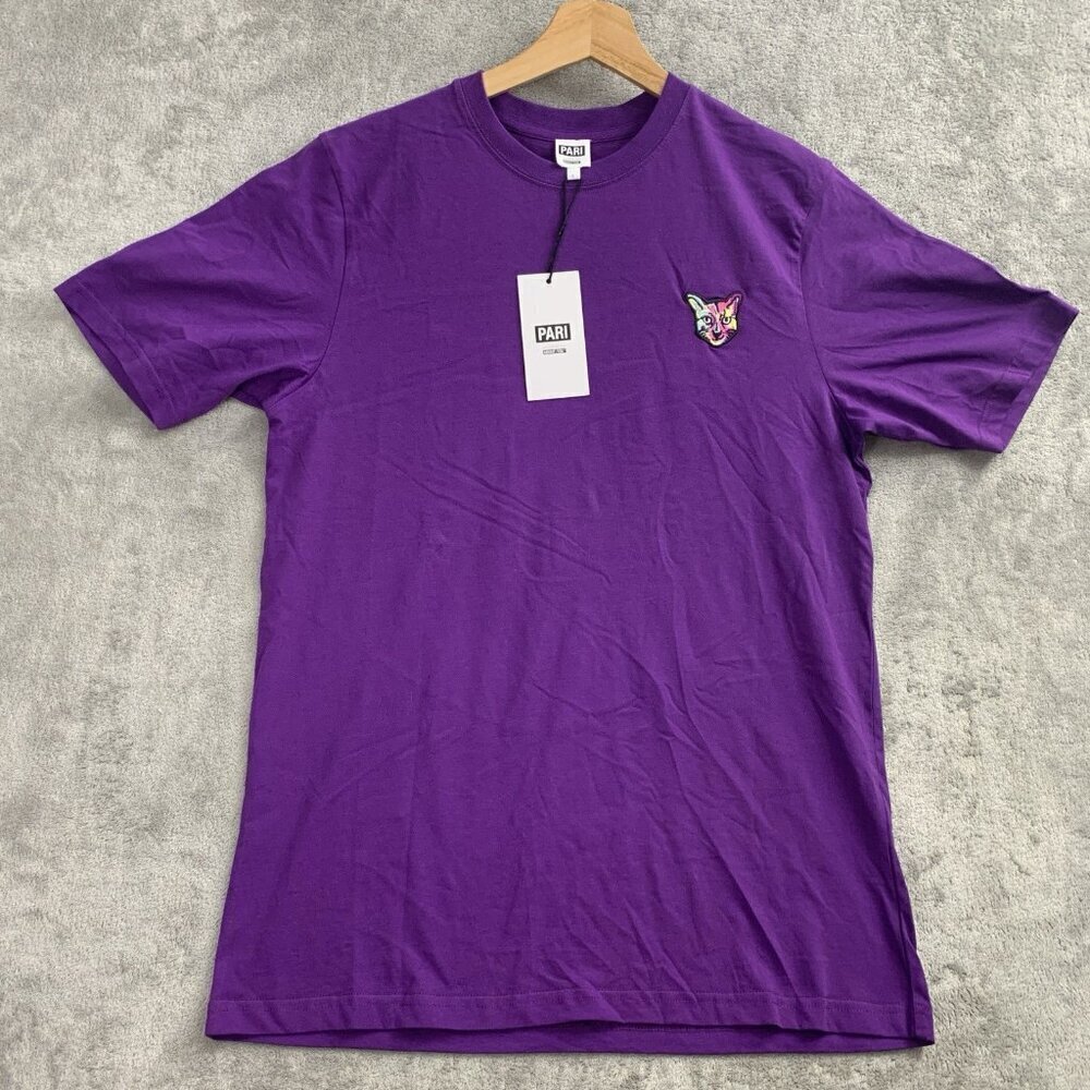 Pari Sports Club Shirt Mens Size Small Purple Theresa Tee Core Club Cat Logo